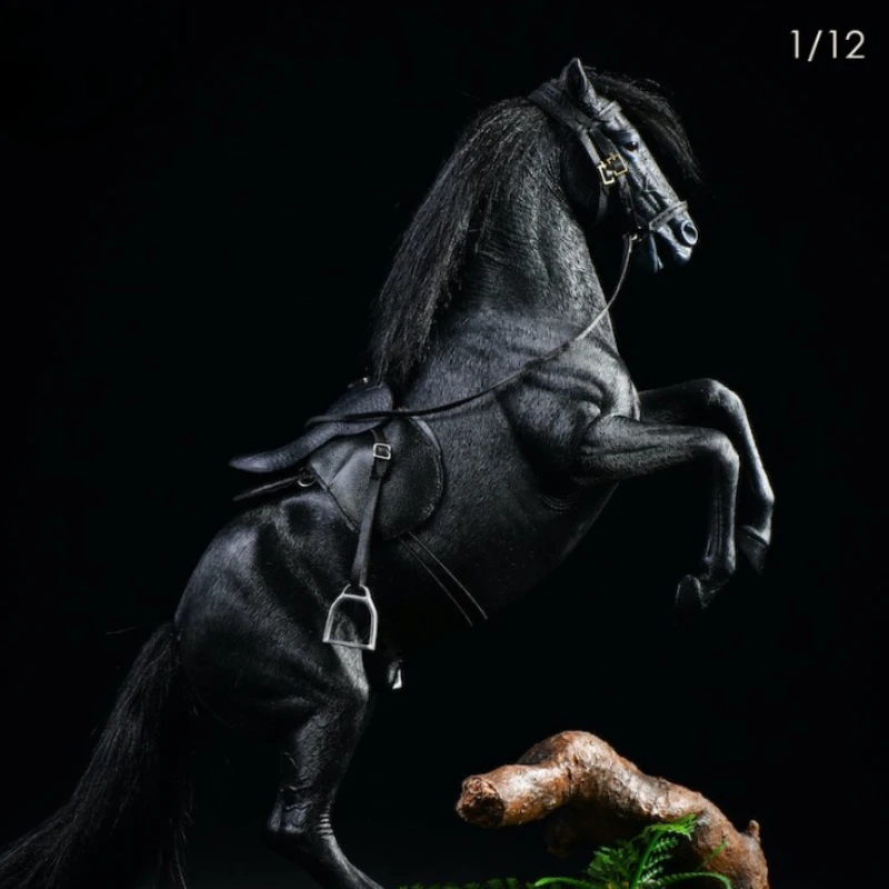 

JXK 1/12 Scale Simulated Resin Dutch Warmblood Model with PU Leather Harness Model for 6inch Action Figures Toy Dolls Props
