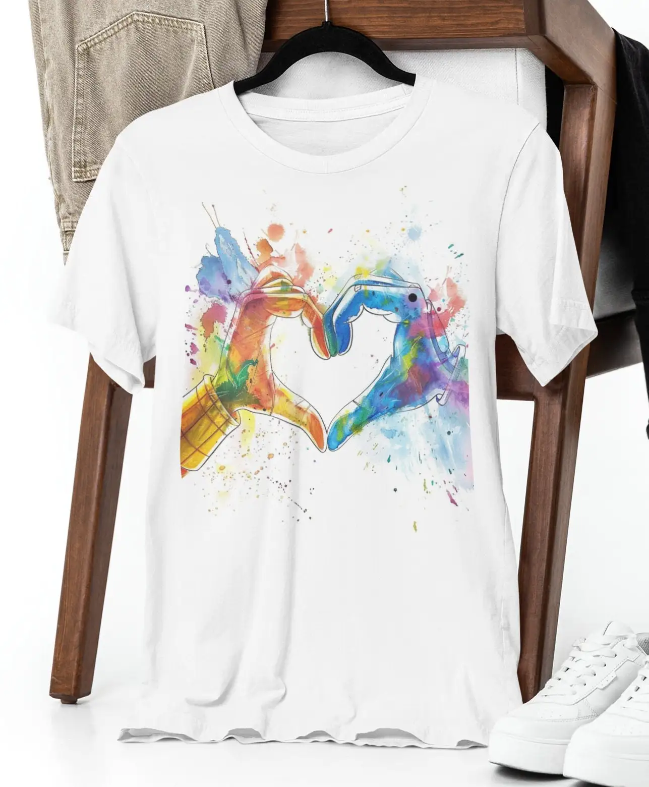 Rainbow Heart T Shirt Lgbt Queer 100 Cotton