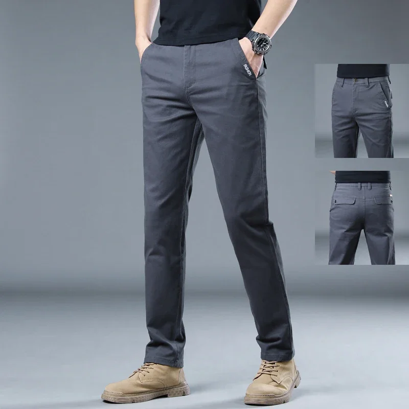 

Autumn Casual Men 98%Cotton Solid Color Work Wear Business Pants Korean Male Brand Clothing Y2k Jogger Cargo Trousers Plus Size
