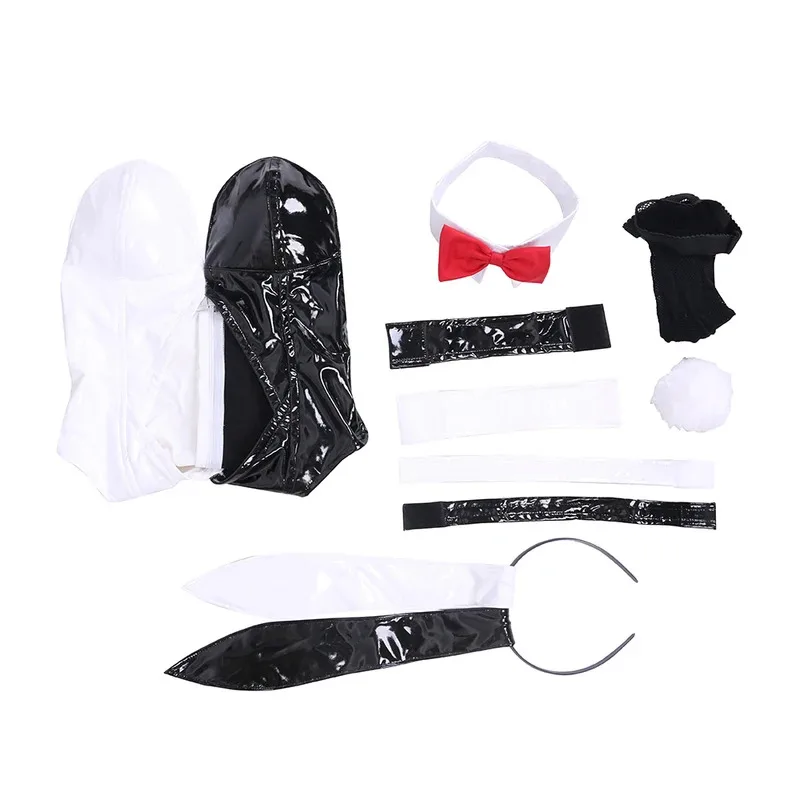 أزياء اينوشيما جونكو التأثيرية لعبة دانغانرونا كوسبلاي أبيض وأسود أرنب للفتيات هدية أزياء حفلات الهالوين ملابس كاملة