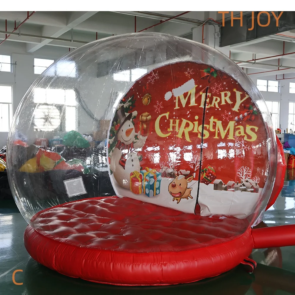 fast air ship to door,red Christamas Inflatable Snow Globe X mas decoration clear PVC bubble tent for sale