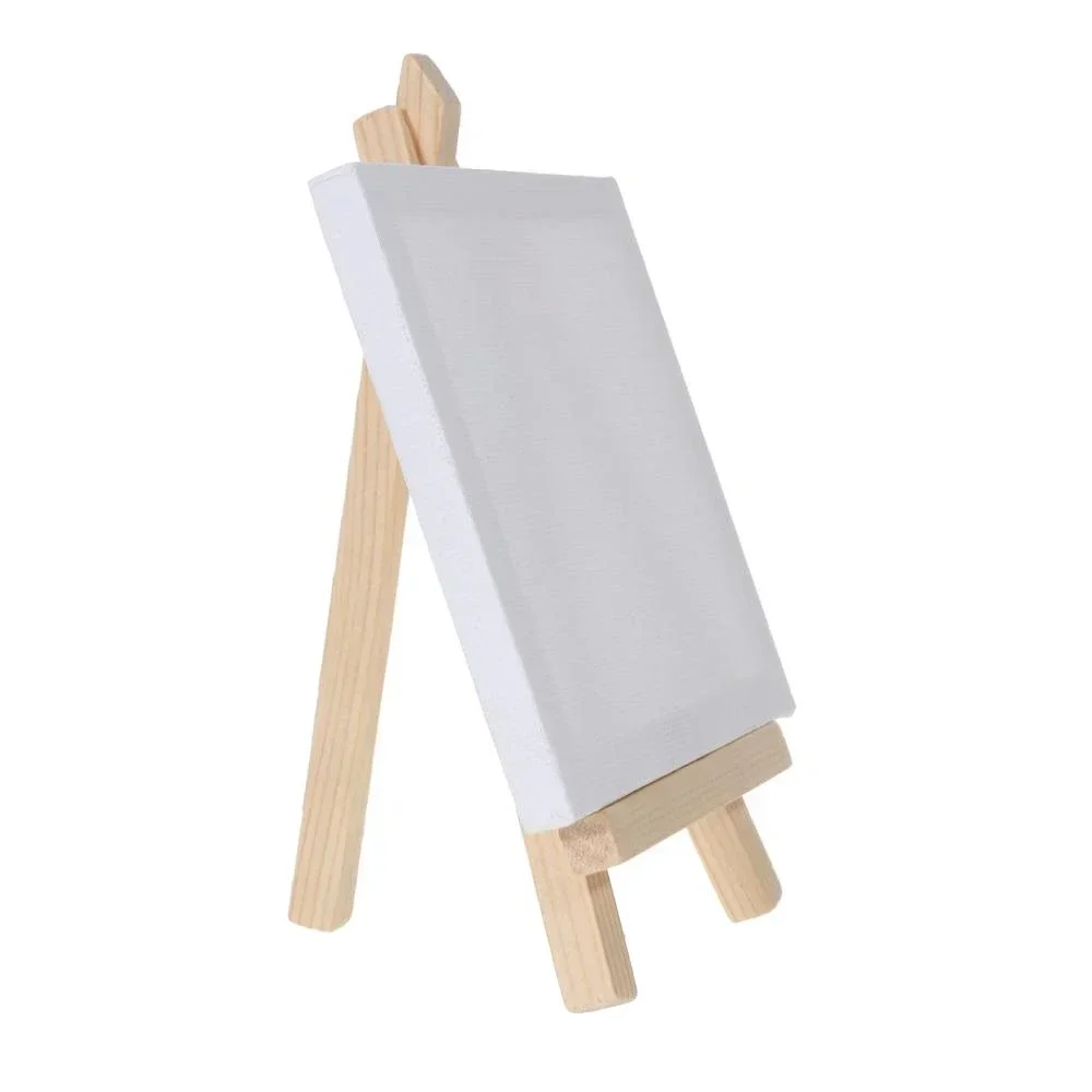 10pcs Artists Easels with Canvases Kit Kids Painting Craft DIY Drawing Small Table Easel for School Oil Painting Quadrilateral
