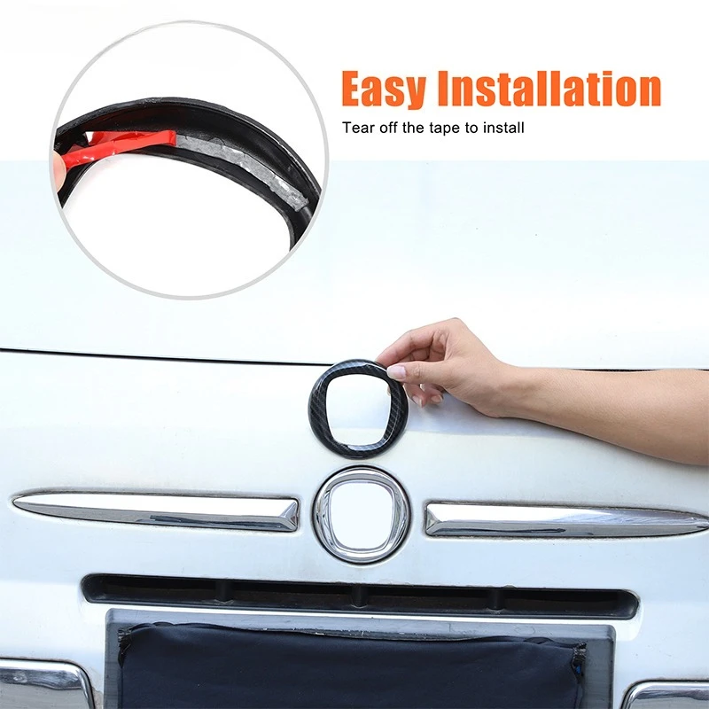 

For Fiat 500 2016-2025 ABS Carbon fiber Black Red Logo Decoration Ring Front And Rear Logo Cover Car Stickers