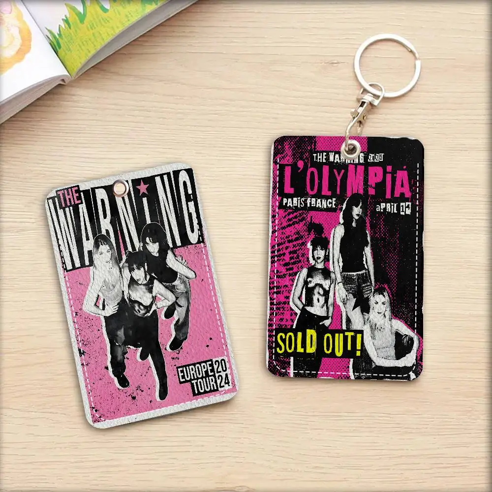 Rock Band The W-Warning 1Pc Access Card Case Leather Card Holder Keychain Key Ring Door Access Tags ID Card Case Keychain