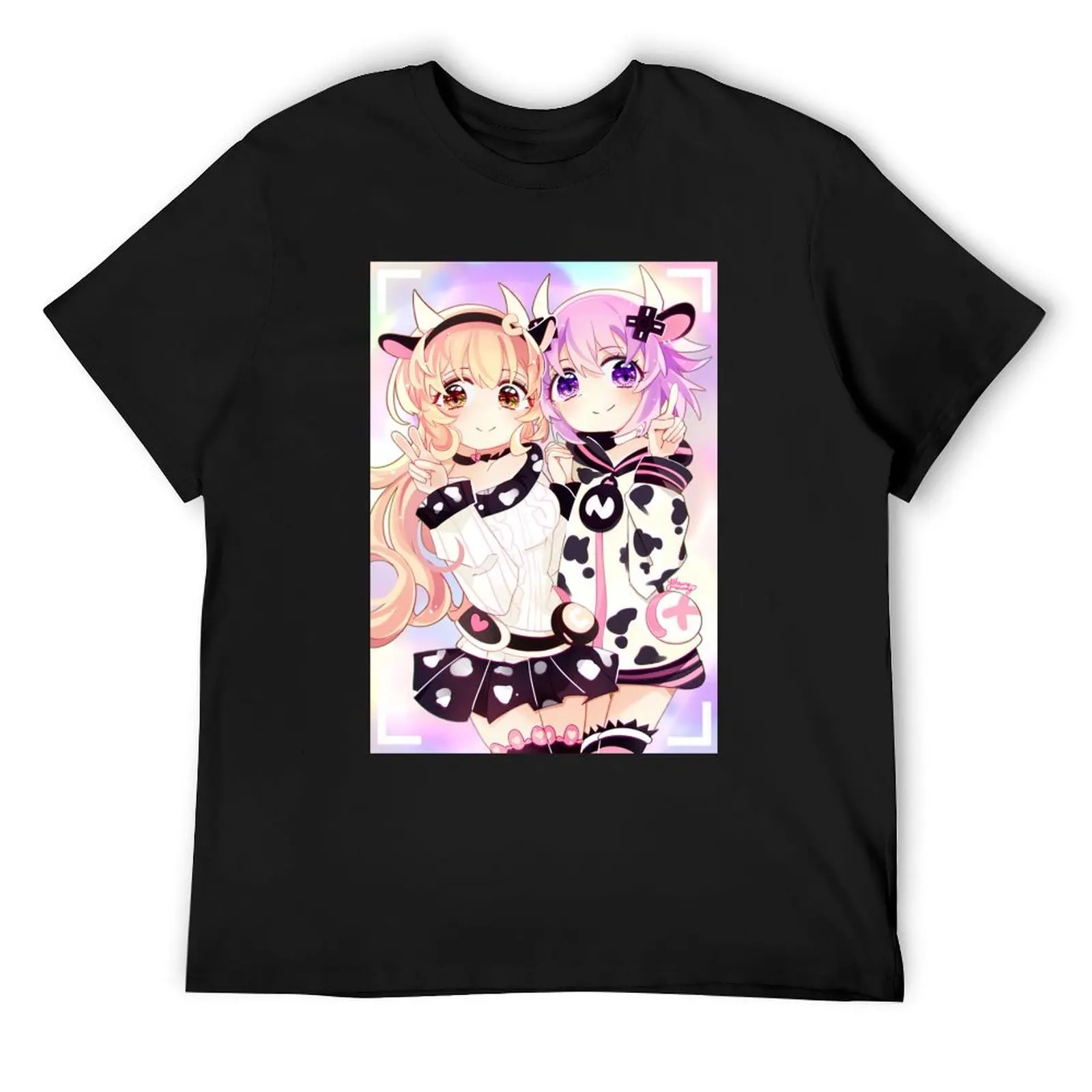 Nep-Nep + Compa Moo Neptunia T-Shirt graphics blanks anime Men's t-shirts