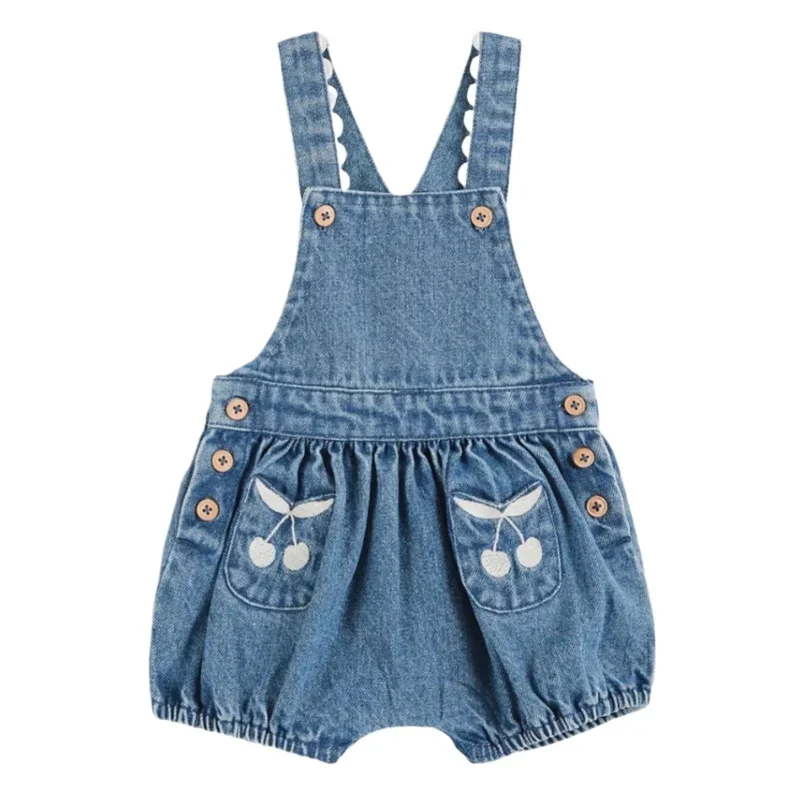 OUYANG & IVAN الأطفال Sets25 الربيع/الصيف EM محبوك سترة فتاة سروال قصير تنورة الدنيم الكرز الحمالات فستان #2