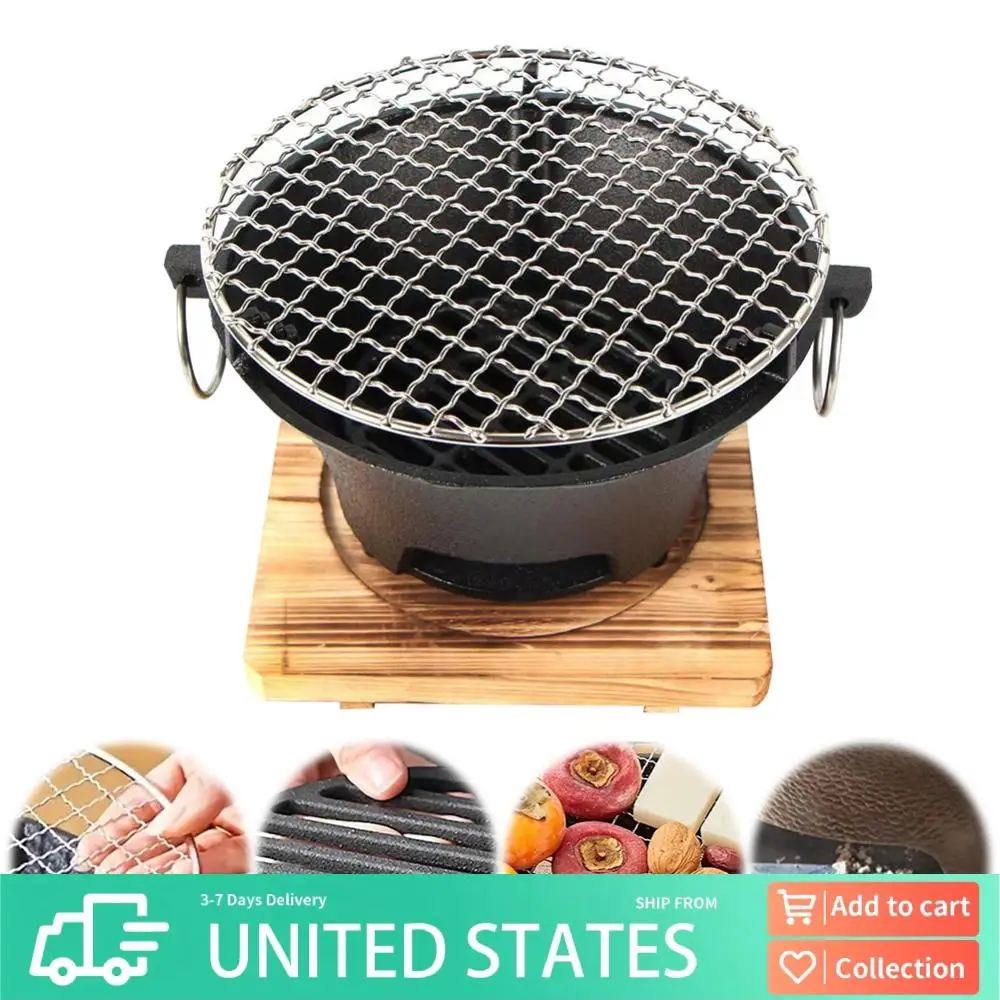 

1pc Stainless Steel Barbecue Grill Tabletop Cast Iron Charcoal Stove Round Grill Stove for Family Gathering Bbq Party