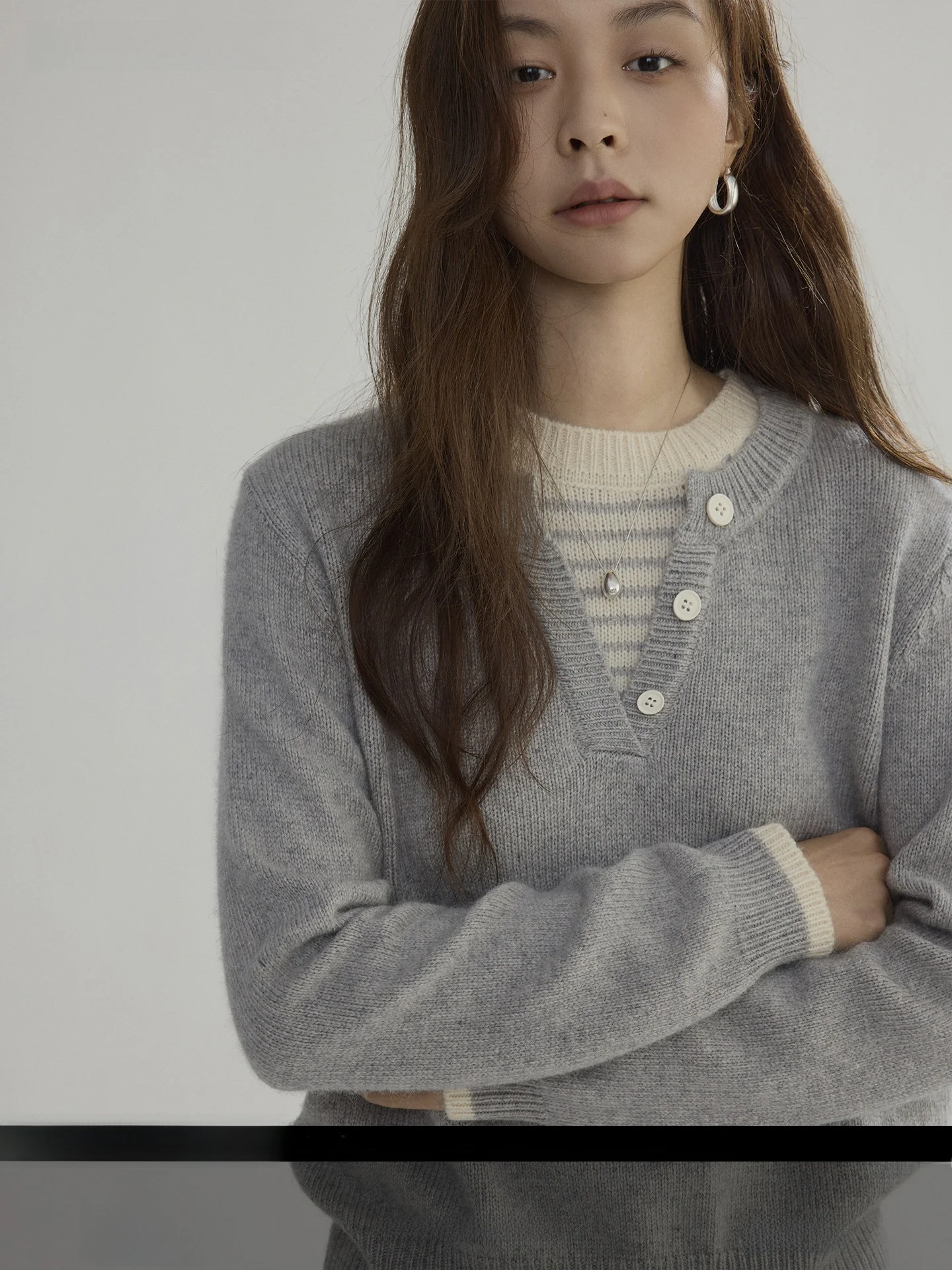 

Joli Choose Casual Stripe Splicing Knitted Sweater Women's Faion Design Spring Leisure Small ence Woolen Sweater