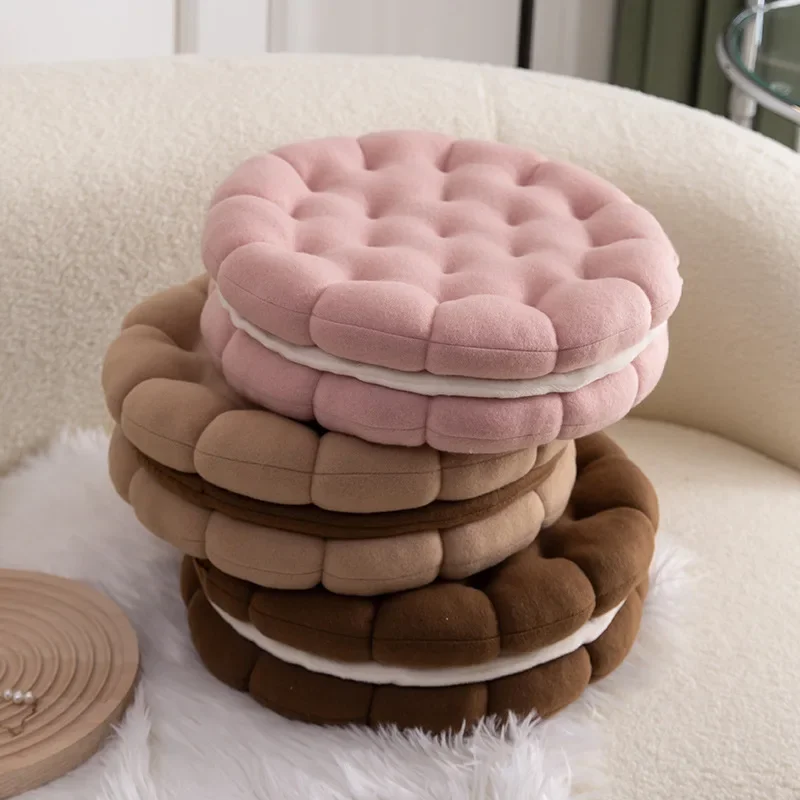 Creative Cookies Biscuits Shape Round Throw Pillow Seat Cushion for Couch Sofa Bed Chair Floor Bay Window Decorative Coussin