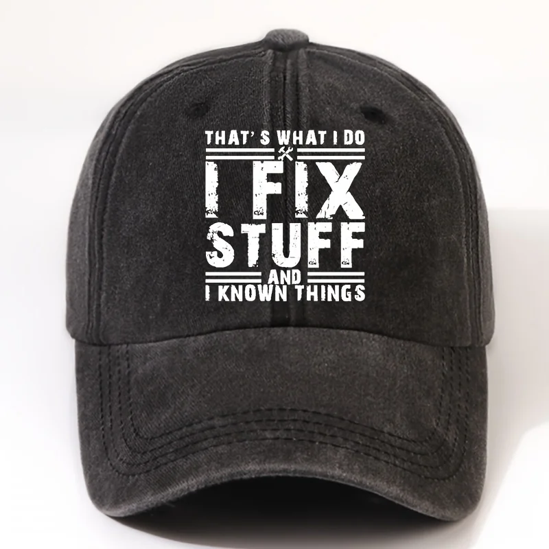 EOXF Vintage Washed Baseball Cap - Black with 