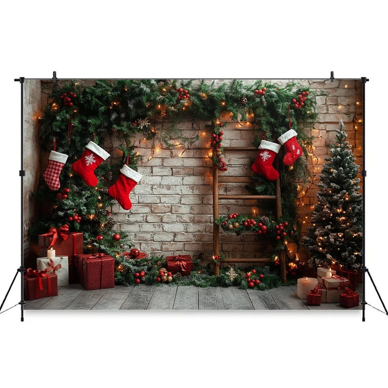 Mocsicka عيد الميلاد خلفية سنة جديدة سعيدة حفلة عيد الميلاد شجرة الطوب الجدار الديكور الكبار الأطفال صورة صورة خلفية راية