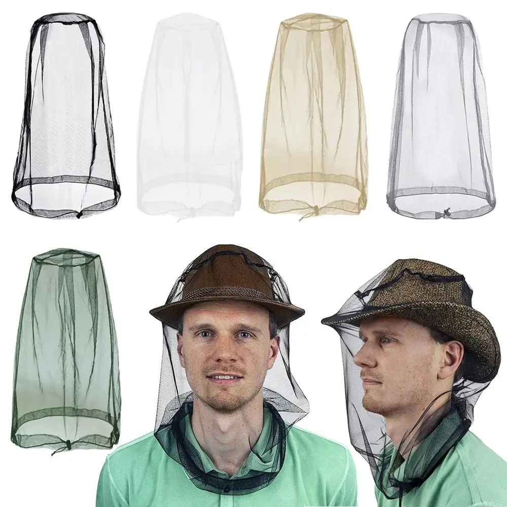 Outdoor Mosquito Head Mesh Nets Gardening Hat Insect-Proof Hat For Hiking Camping Fishing Outdoor Mosquito Head Mesh Nets Caps