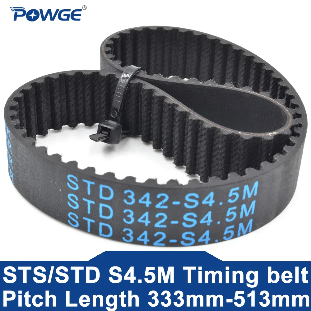 POWGE-STD S4.5M حزام التوقيت ، Lp = 333 338 342 347 351 360 369 382 387 396 414 441 450 468 486 491 500 504 509 513 ، عرض 6-25 المطاط