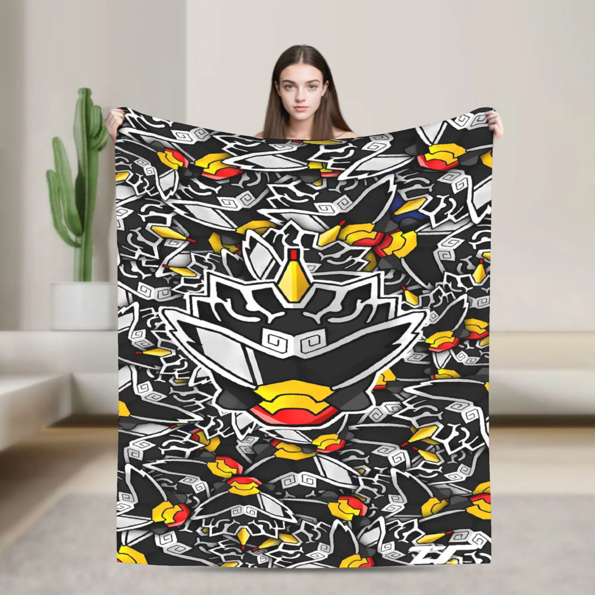 Grayscale Mosaic Kamen Rider Blanket Quality Soft  Throw Blanket Autumn Travel Couch Bed Comfortable Bedspread