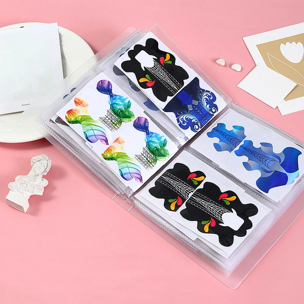 

2Pcs Nail Decal Album Transparent Storage Holder 80 Slots Compact Portable Nail Sticker Organizer Collecting Book