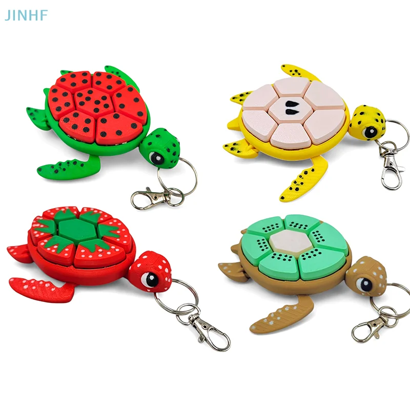 Turtle Fidget Clickers 3D Car Keychain Fruit Series Sensory Figures Desktop Statue Clickers Mechanical Autism Anxiety Relief