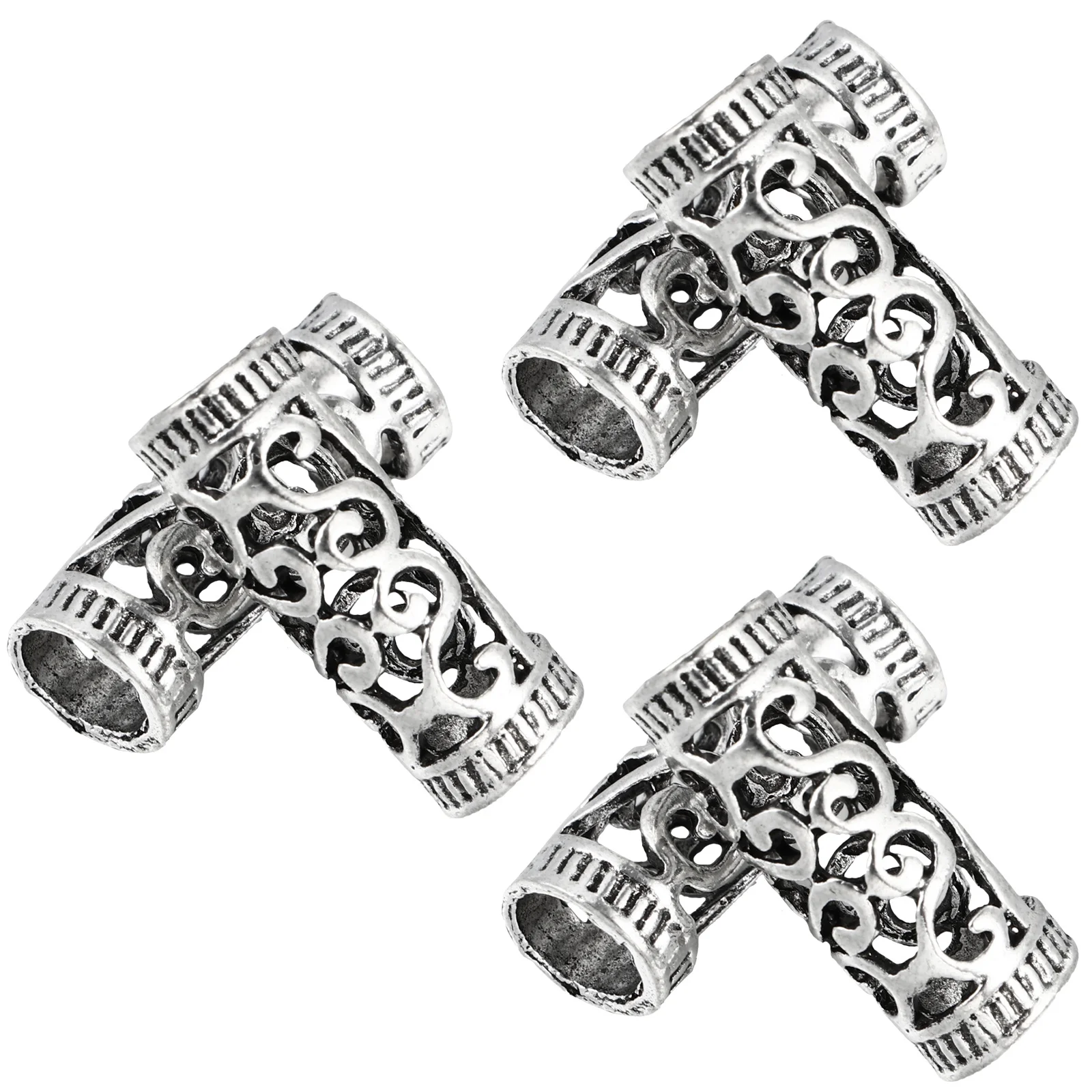 6 قطعة خواتم تخريمية خمر الجوف خارج الأصفاد Dreadlock ل تجديل وصلات شعر حفل زفاف حفلة موسيقية سبيكة إكسسوارات الشعر #2