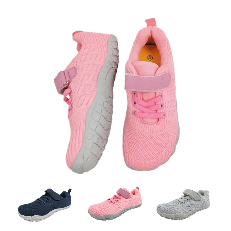 

ZZFABER Kids Flexible children's Barefoot Shoes children Flat Breathable Mesh Sports Shoes for Girls Boy Soft Casual Sneake