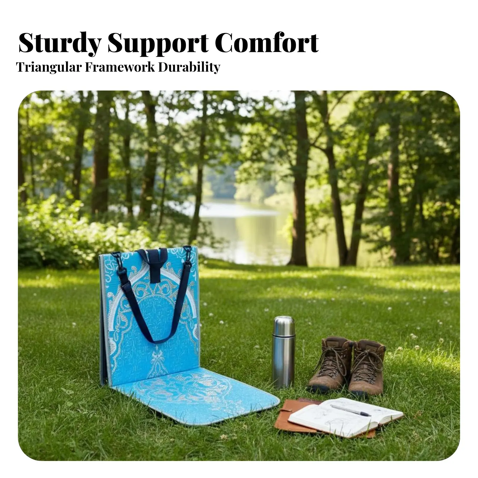 Outdoor Portable Prayer Rug, Foldable Backrest Mat, Multifunctional Carpet, Ethnic Design, Home & Travel Use