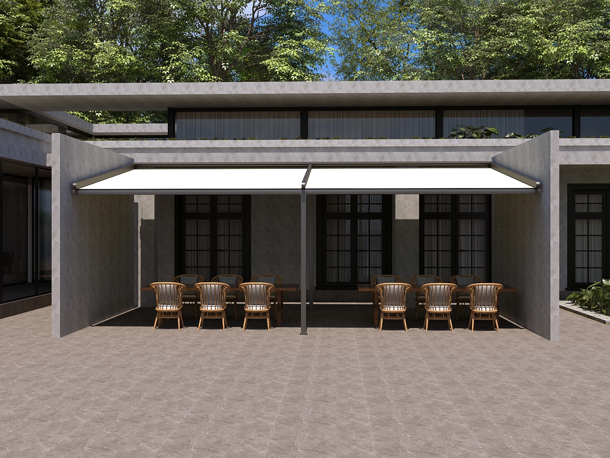 Luxury Electric Folding Awning Automatic Drainage Hotel Outdoor Intelligent Shading