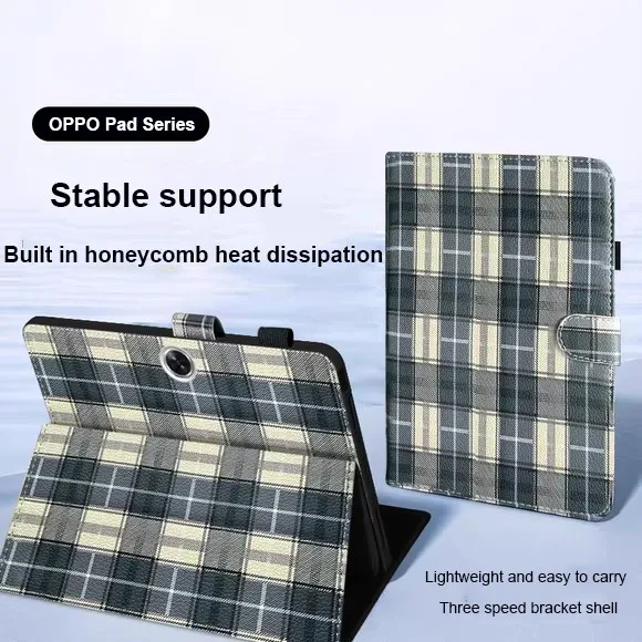

Тканый кожаный чехол для планшета для OPPO Pad Neo 11,4 дюйма Pad Air2 11,4 дюйма, тройная подставка, полный защитный чехол с пряжкой