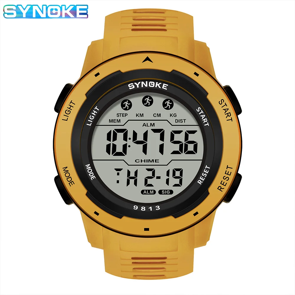 SYNOKE Men Digital Watch Sports Watches Timing Function Alarm Clock Waterproof 50M Digital Watch Military Clock Large Screen