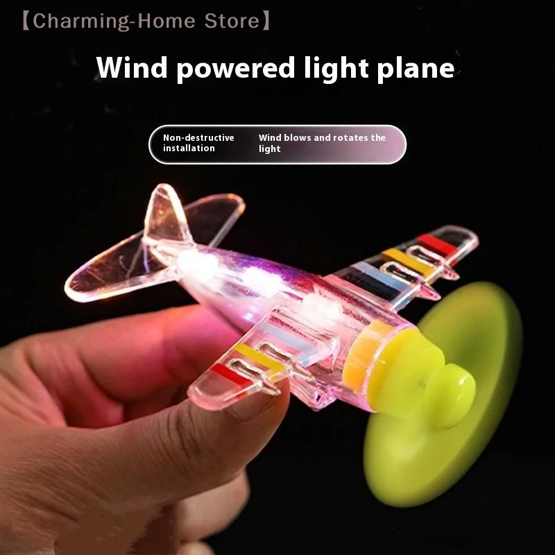 【M】1Pc Wind Powered LED Airplane Ornament For Motorcycles Handlebar Car Rearview Mirror At Night Rotating LED Lights Decoration