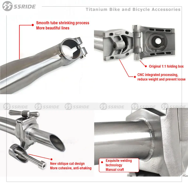 Ultraleichter Titan-Vorbau 460g für Brompton Faltrad | 25,4 mm | Fahrradzubehör | Upgrade-Teile für S/M/P/H Lenker – Detail 5
