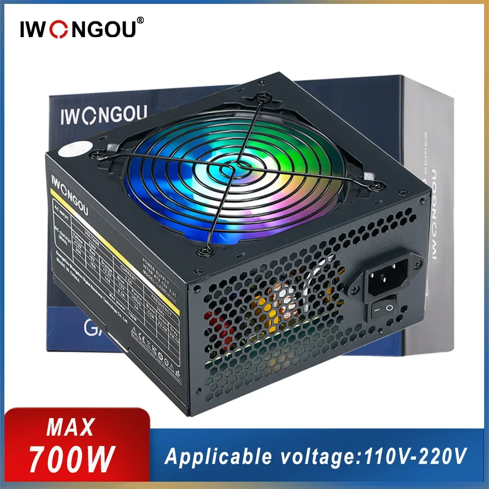 Zasilacz do PC 600w 700w źródło komputer dla graczy IWONGOU aktywny PFC DC-ATX 500w Fonte RGB wentylator 110V 220V DIY komputer do gier PSU