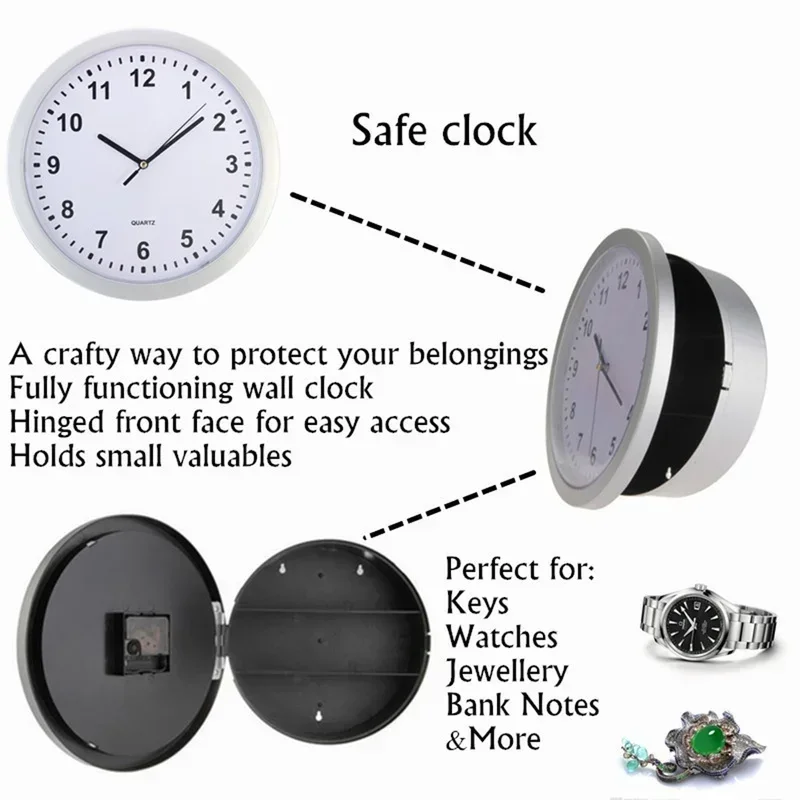 Creative Hidden Safe Wall Clock Safe Box, Wall-Mounted Hanging, Key, Cash, Money, Jewelry Storage, Security Box, Home Decor