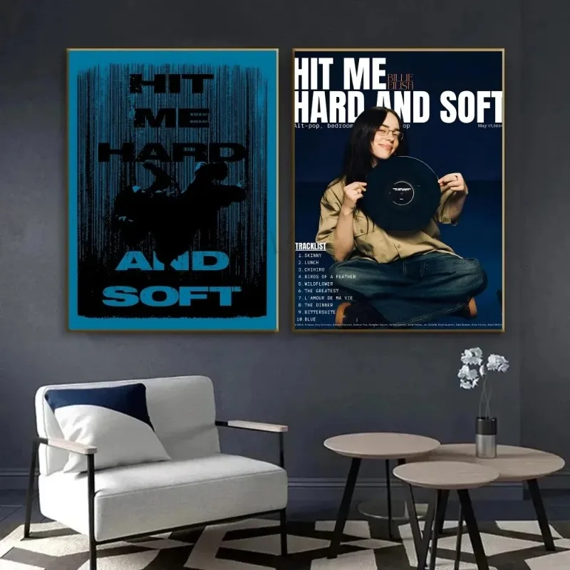 1pc Hit Me Hard and Soft B-BillieS Vintage Posters Sticky Retro Kraft Paper Sticker DIY Room Bar Cafe Kawaii Room Decor