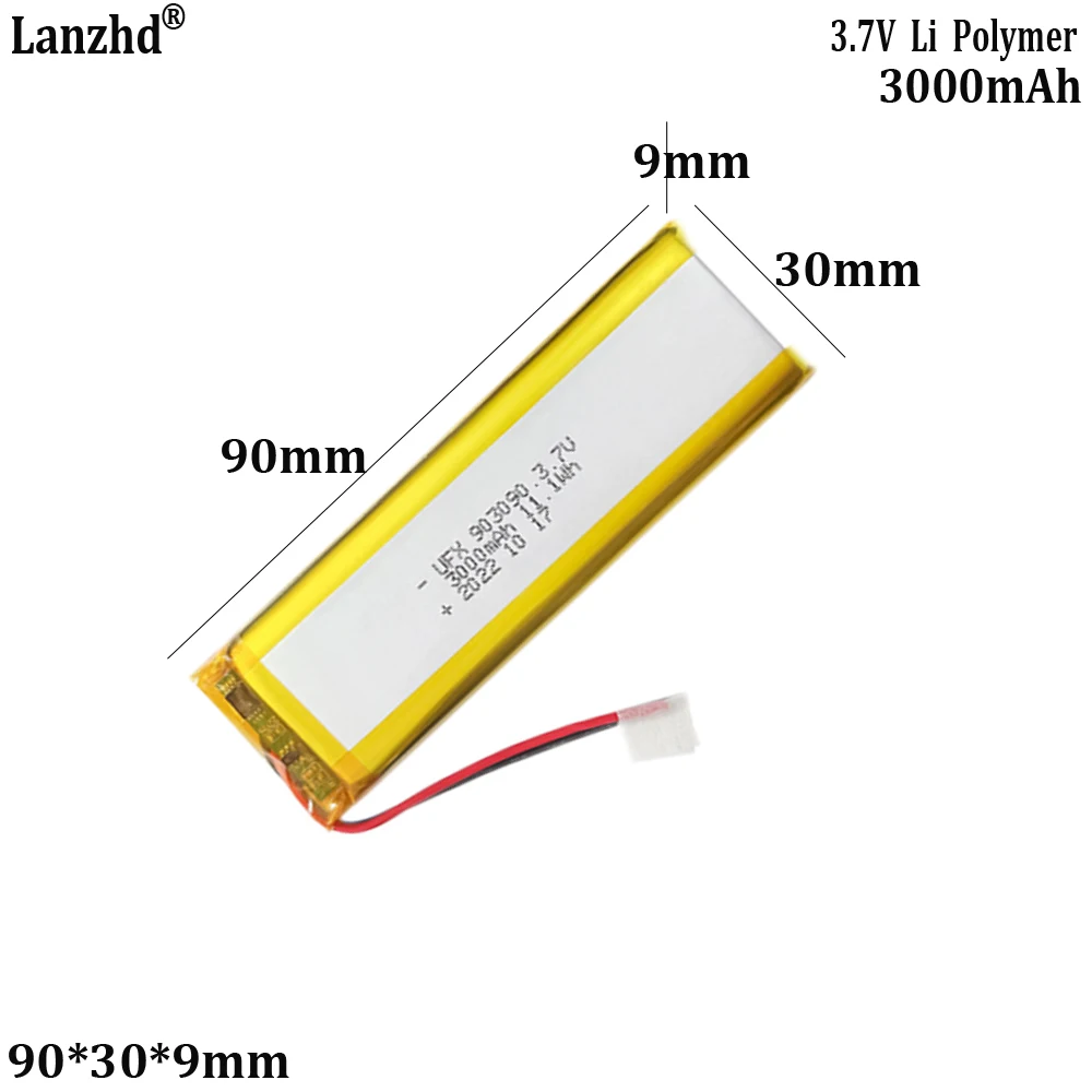 

3.7V polymer lithium battery 903090 3000mah For Bluetooth speaker power bank battery cell LED lamp
