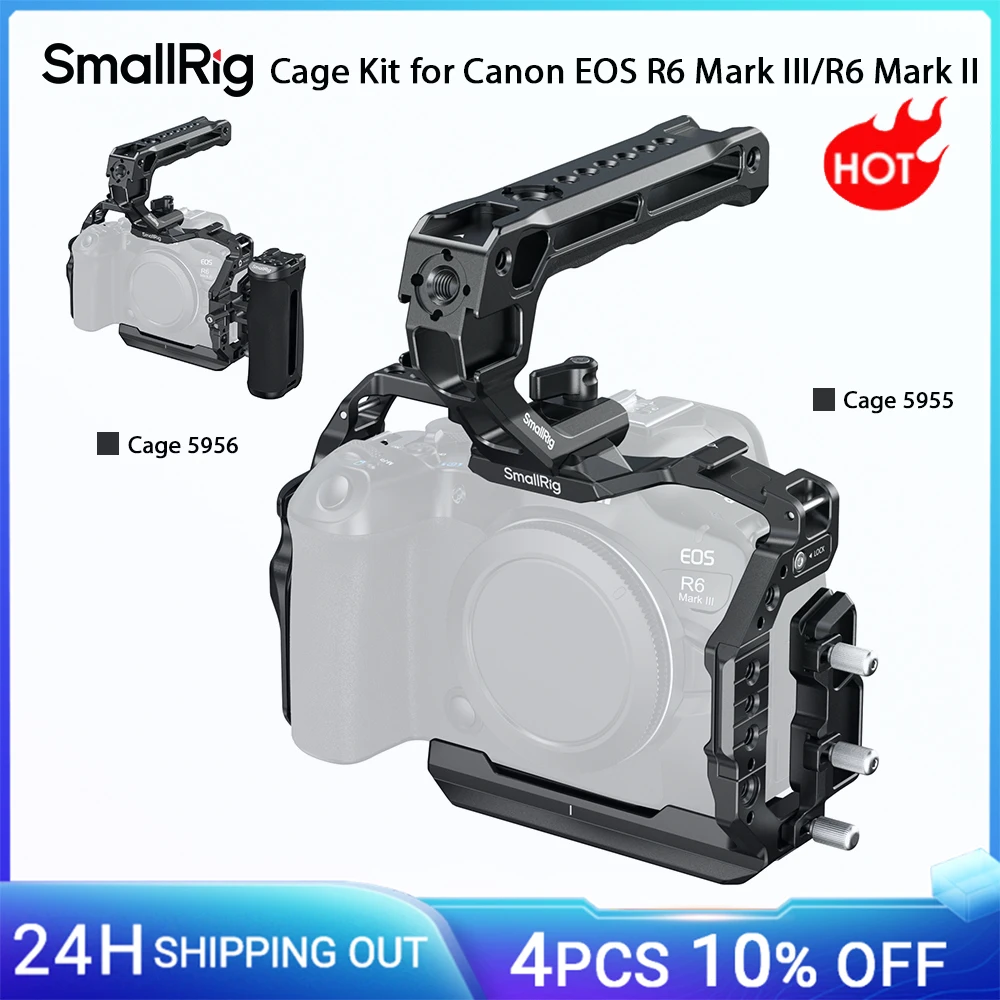 مجموعة قفص أساسية SmallRig R6 Mark III / R6 Mark II لكاميرات Canon EOS R6 Mark III / R6 Mark II مع مقبض علوي بمشبك كابل -5955/5956 #1