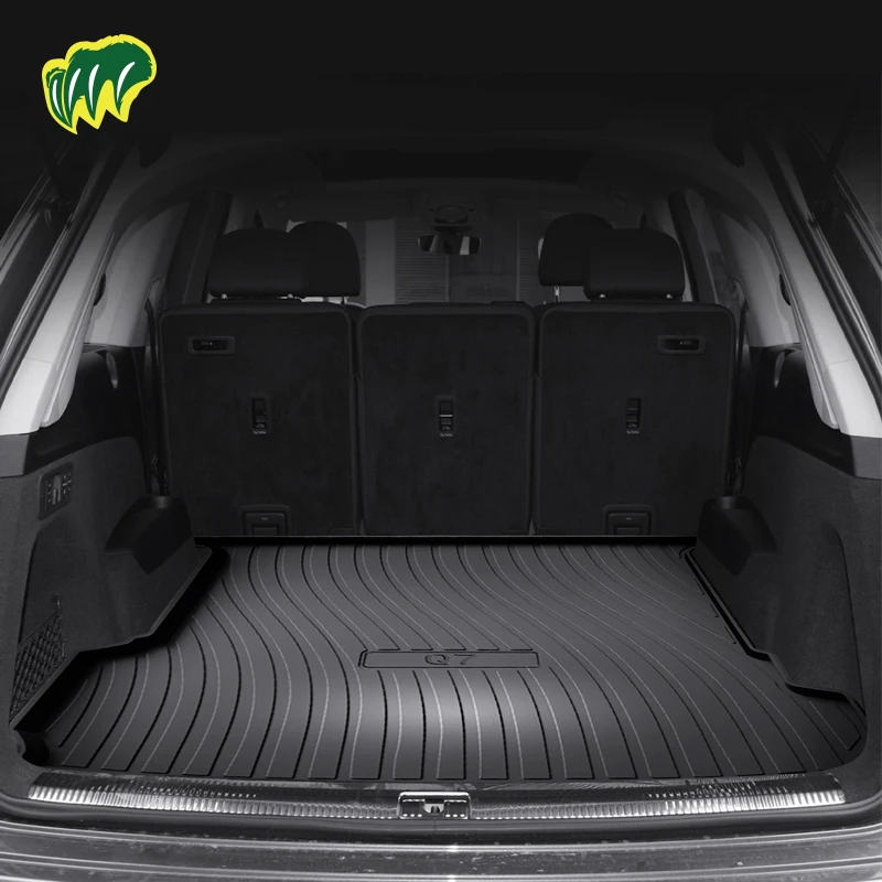 For Audi Q7 2006-2023 TPE Custom Fit Car Trunk Mat All Season Black Cargo Mat 3D Shaped Laser Measured Trunk Liners