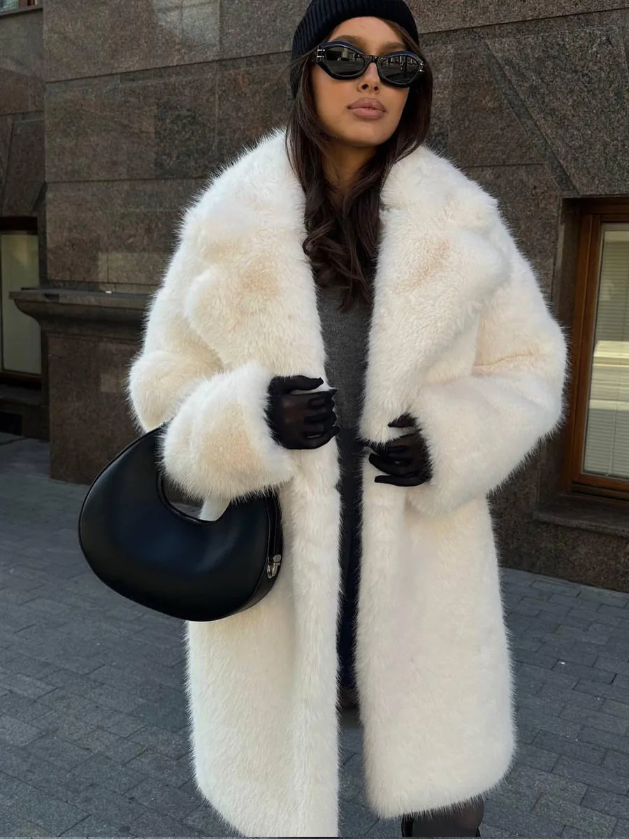 HDHOHR 2026 New Elegant Luxury Chic Thick Warm Faux Fox Fur Coat Women High Quality Fluffy Fox Fur Jacket Comfortable  Oversized