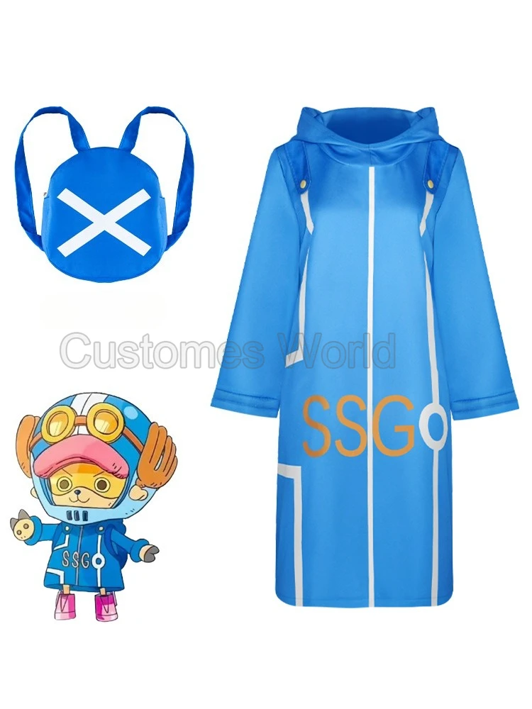 

Костюм для косплея Тони Тони Чоппера из «Острова Черепах» и «Тысячи Солнц», синий халат с капюшоном, пальто, рюкзак, рождественский костюм для мальчиков и девочек