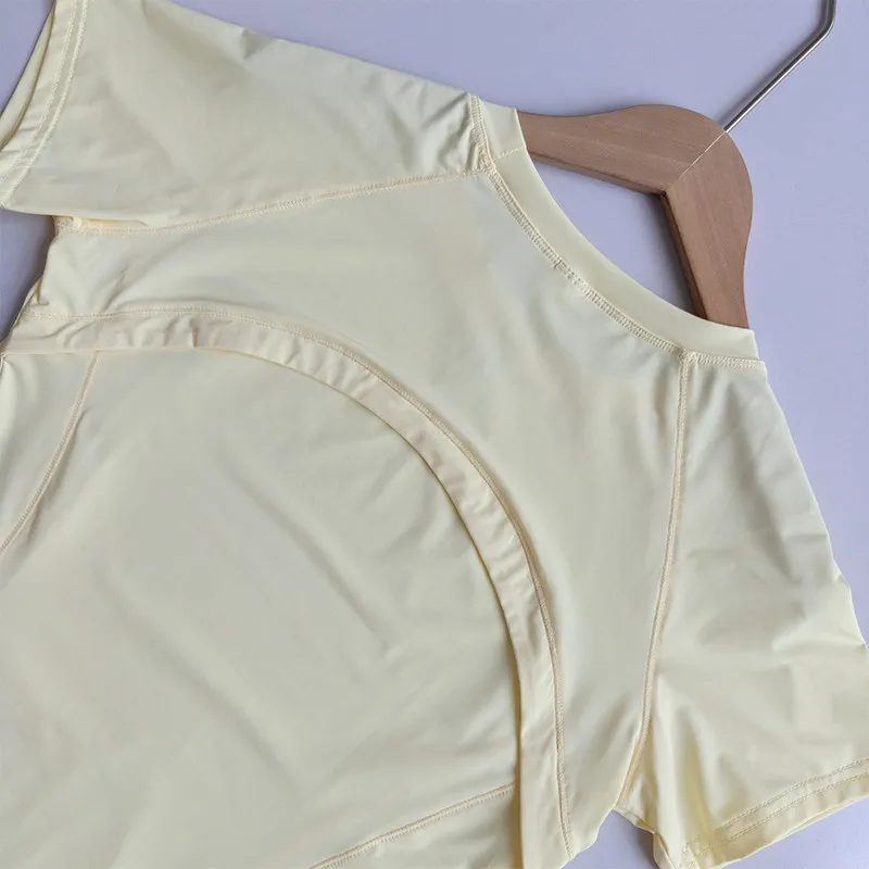 Damen-Yoga-Bekleidung aus Eisseide, kurzärmelig, locker, atmungsaktiv, Fitness-Trainings-T-Shirt, Sonnenschutz, lässig, zum Laufen, für Outdoor-Sportarten – Detail 9