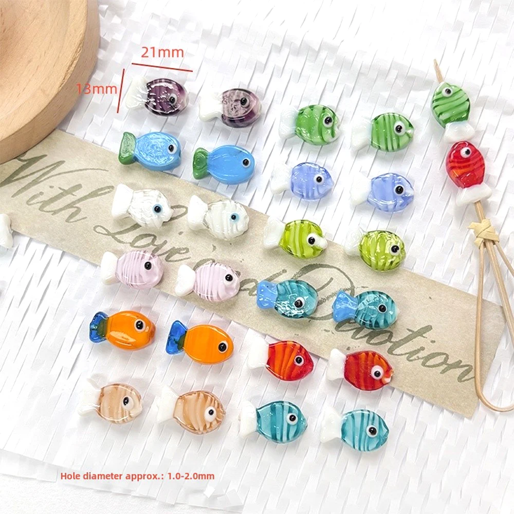 5PCS 13 * 21mm Colorful Glazed Small Fish Beads DIY Makes Fashionable Jewelry Necklace, Bracelet, Phone Case Accessory Materials