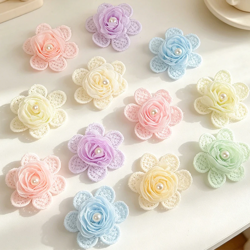 5/10 Stück 5 cm Chiffon-Organza-Blumen, künstliche Blumen für Hochzeitsapplikationen, DIY, Nähen, Bastelzubehör, Geschenke, Party-Dekoration