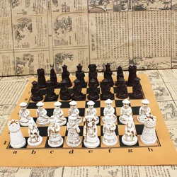 Imitation Terra Cotta Warriors Chess Trumpet Resin Chess Pieces Leather Chessboard Small Qing Bing Chess Figure Modeling Puzzle