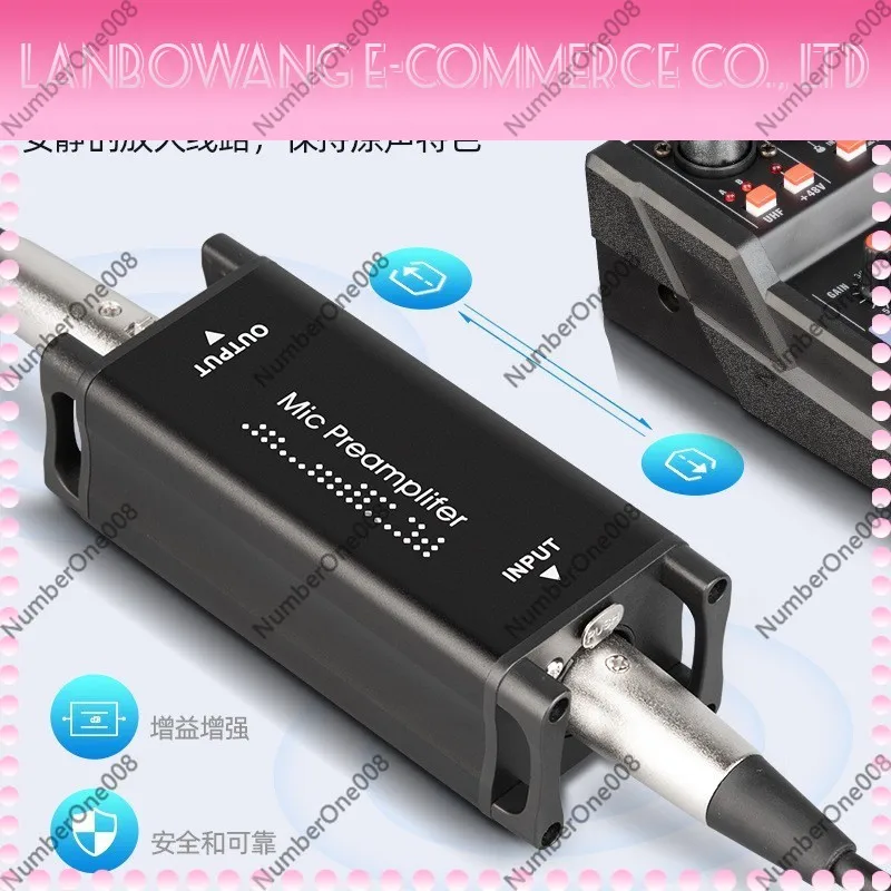 Professional Dynamic Mic Preamp Clean Gain Boost Microphone Preamplifier Converter for Live Streaming Recording