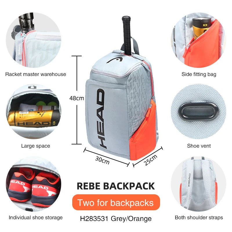 HEAD Racquet Sport Bag HEAD Original Radical Tennis Backpack Large Capacity Racket Sports Bag With Shoe Compartment Racket Room