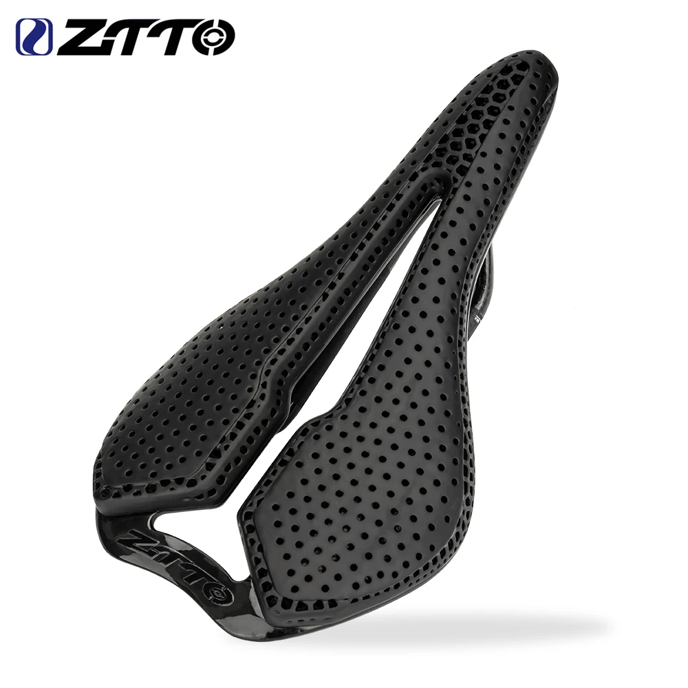 ZTTO Carbon Fiber Ultralight 3D Printed Bike Saddle Hollow Racing Comfortable Breathable Bicycle Seat MTB Mountain Road Cycling