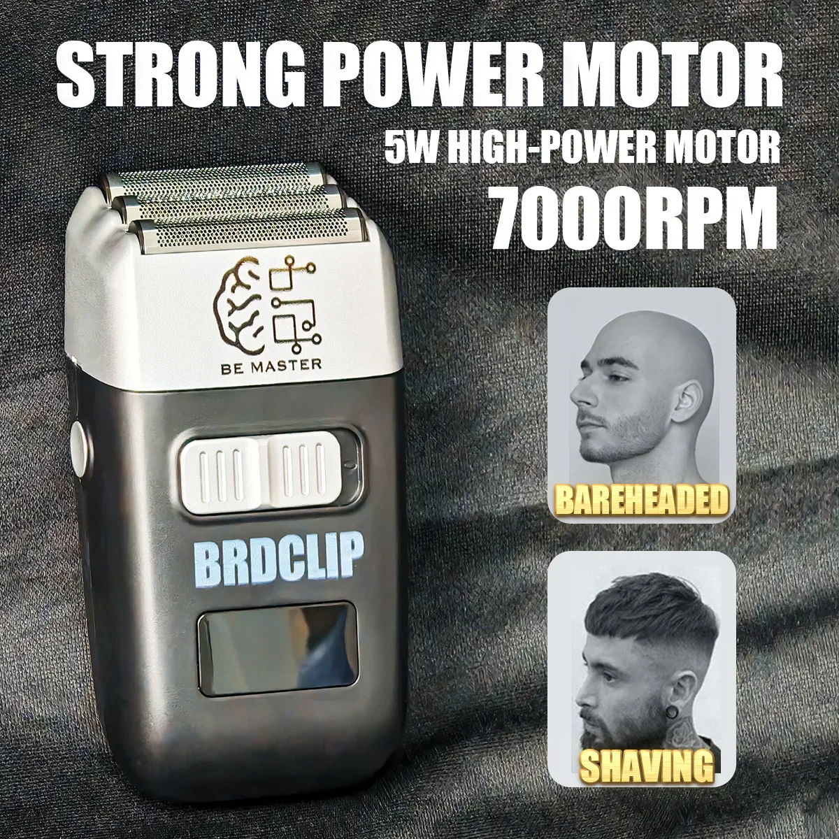 Professional BRDCLIP 8008 Floating Three Heads 1400mAH 7000RPM High Motor Trimmer Men's Hair Clipper Electric Shaver LED Display