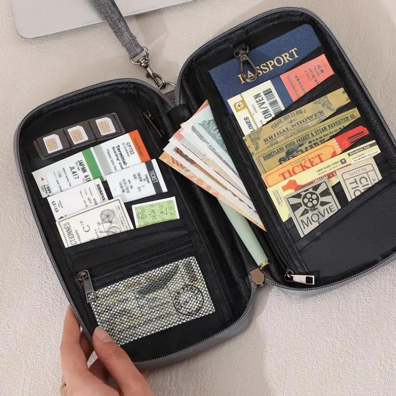 

Цельный кошелек для паспорта с блокировкой RFID, кошелек для путешествий, органайзер для документов, чехол для кредитных карт, сумка для держателя паспорта