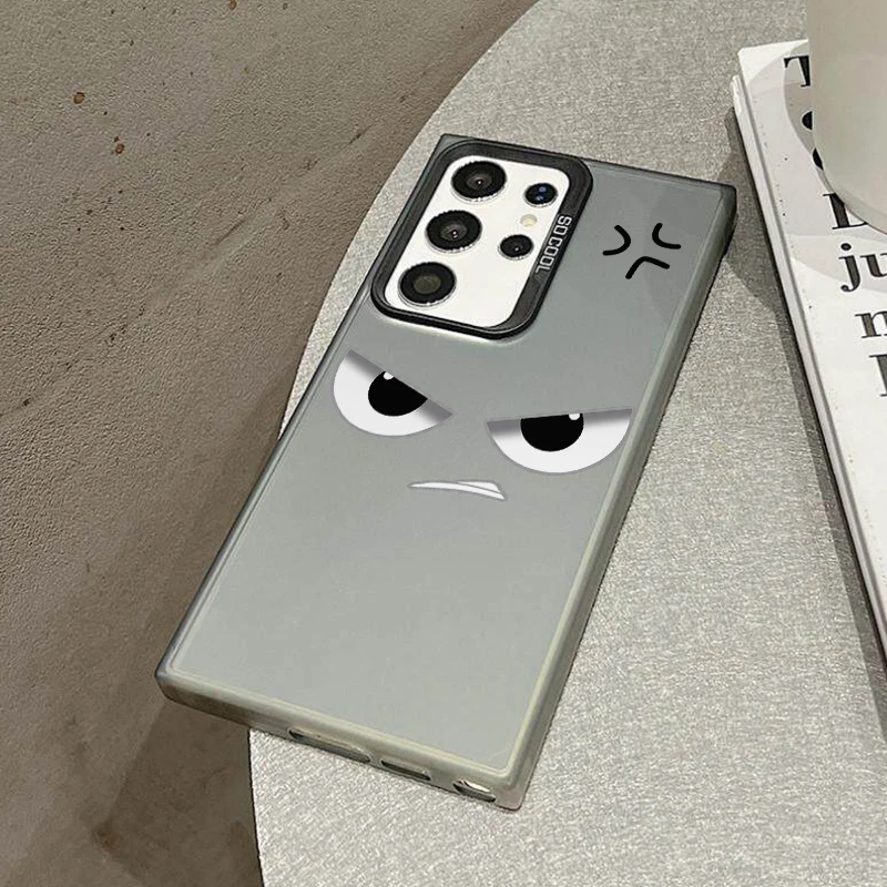 Anger Emoji Phone Case For Samsung S26 S25 S24 A57 A56 A37 A36 A17 A16 A07 A06 Ultra Plus Laser PC+TPU Cases Cover-J318P1