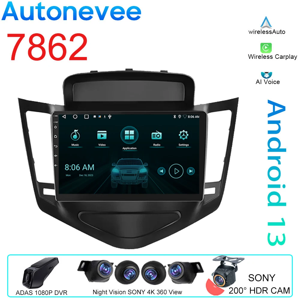 7862 For Chevrolet Classic Cruze 2009 Stereo Carplay Android Multimedia Video Player GPS Navigation 4G DSP Autoradio No 2din DVD