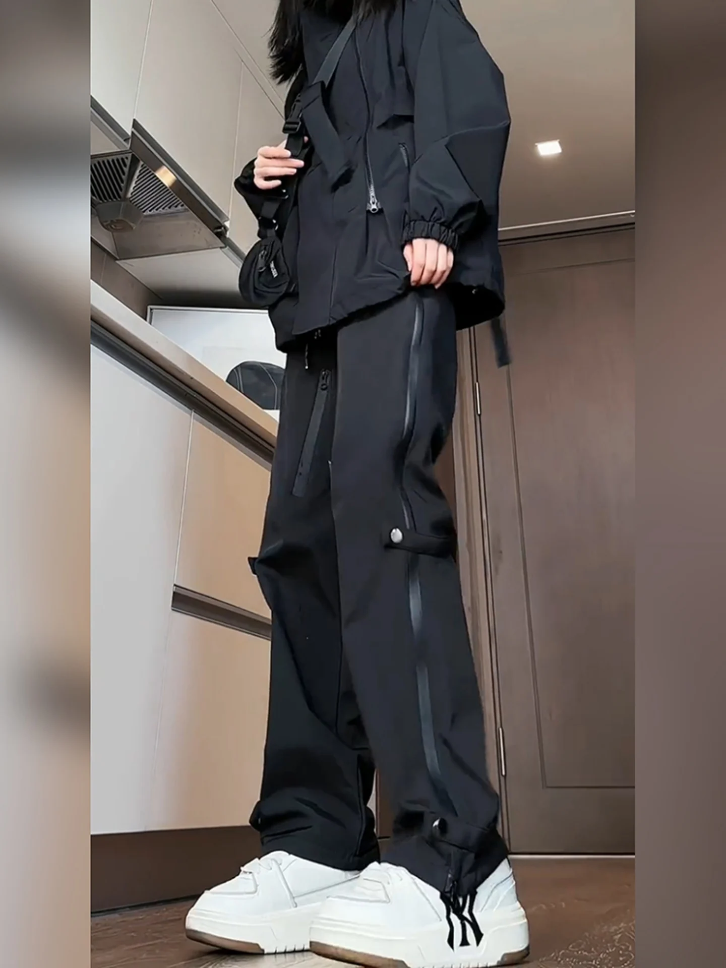 women's-spor-loose-fit-windproof-jaet-and-pants-two-piece-set-for-autumn-and-winter-casual-sle-polyester-material