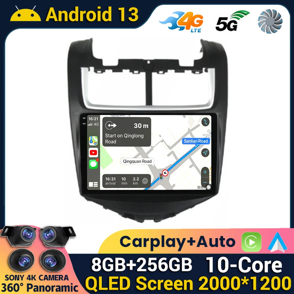 

Android 13 Carplay Auto Car Radio For Chevy Chevrolet AVEO 2014 2015 2016 2017 Multimedia Player Navigation GPS Stereo WIFI+4G