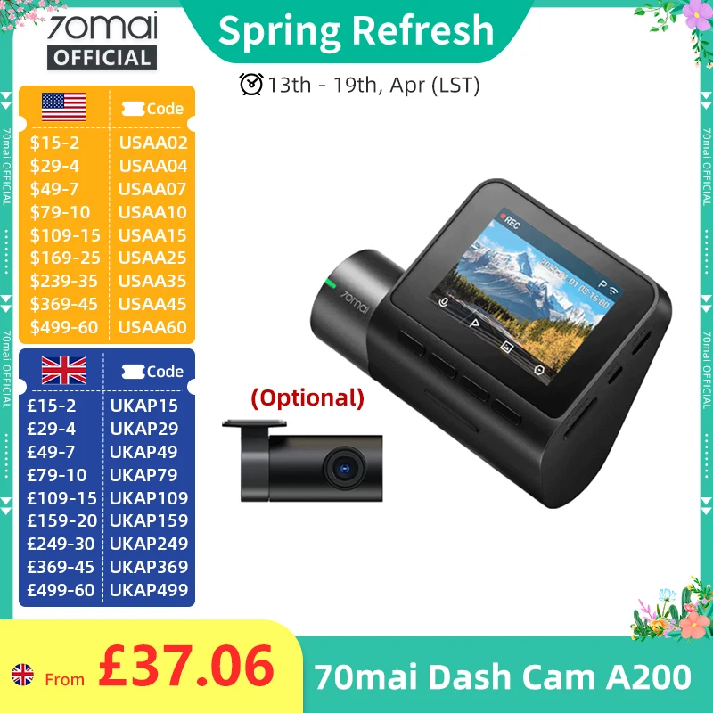 70Mai Dash Cam A200…